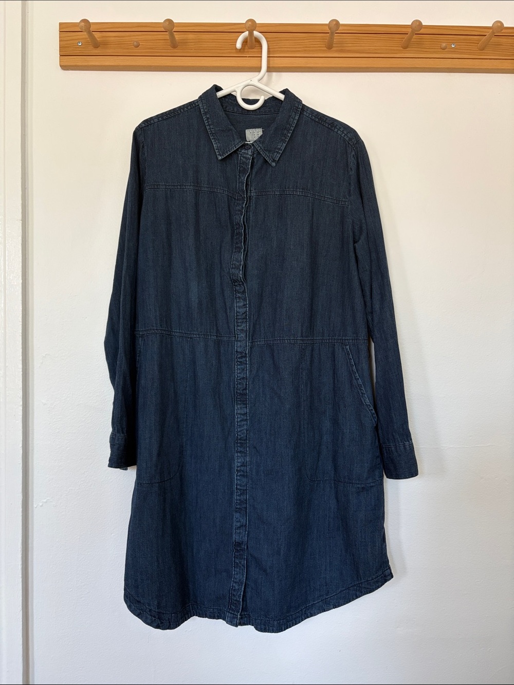 Dark Denim Button-Front Shirt Dress